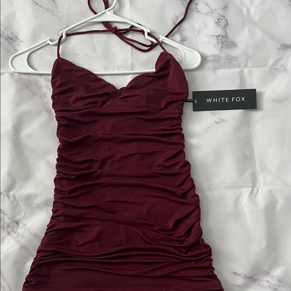 NWT White Fox Boutique Sweet Skies Burgundy Halter Maxi Dress -M but fits like S - Picture 5 of 13